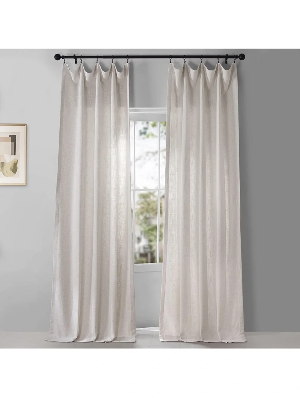 Belgian Heavy Faux Linen Light Filtering Curtains for Bedroom 50x108 1 Panel